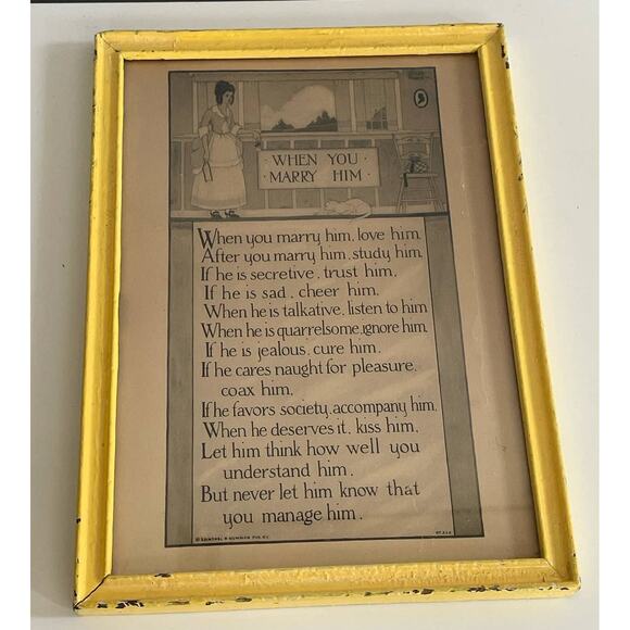 Vtg When You Marry Him Funny Picture Ad - Picture 1 of 1